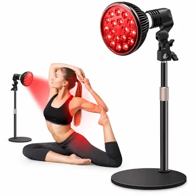 Produktbild von Rotlichtlampe 660nm 850nm, 54W LED Rotlichttherapie mit Tischständer, 18 LEDs, 60° Reflektor, höhenverstellbar, für Gesicht & Körper