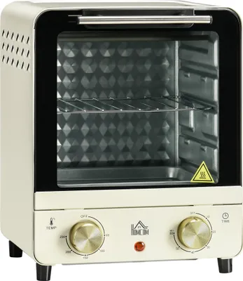 Zdjęcie produktu dla Fortuna Lai Mini piekarnik 15 l z termoobiegiem 1000 W 60–230°C, timer 1 godz., piekarnik do pizzy z blachą do pieczenia i blachą na okruchy, kremowo-biały