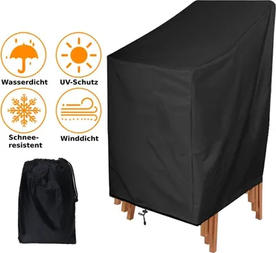 Produktbild von Mucola Schutzhülle Gartenmöbel Abdeckplane Abdeckhaube Garnitur Couch Sofa Tisch Wetterfest Schwarz - Gartenstuhl 68x96x110