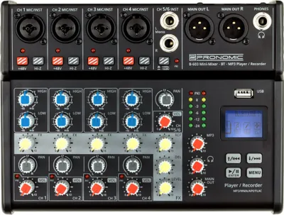 Image de Mini-table de mixage Pronomic B-603 avec Bluetooth et enregistreur USB