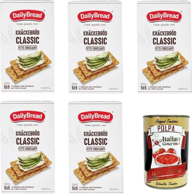 Produktbild von DailyBread Knäckebröd Classic Knusperscheiben 5x375 g+ Italian Gourmet polpa 400g