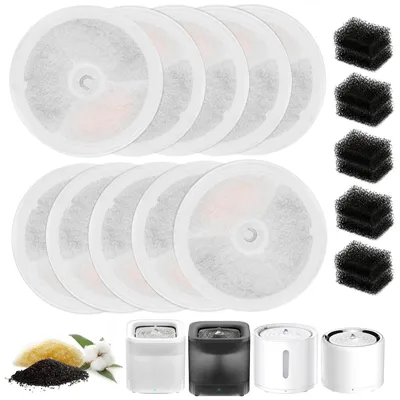 Katzenbrunnen-Filter 10er-Pack, Aktivkohle, Vierstufen-Filtersystem