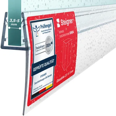 Immagine prodotto di STEIGNER Guarnizione doccia 80 cm UK04 (1 pz.) - Guarnizione verticale per doccia angolare o pentagonale con porta 3,5-5 mm - Colore: trasparente - Impermeabile, Facile installazione