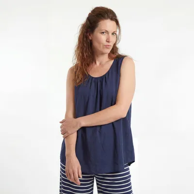 Produktbild von Top Long Shirt ärmelloses Sommer Oberteil Rundhals 36-50 für Damen
