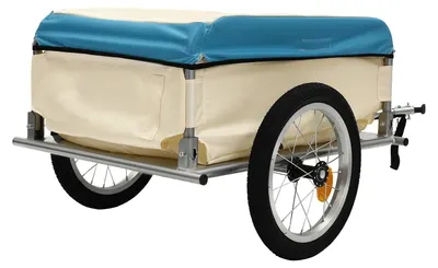 Zdjęcie produktu dla Przyczepka rowerowa – przyczepka towarowa – udźwig 80 kg – składana – wodoodporna torba z PVC – elementy odblaskowe – pasuje do opon rowerowych o średnicy 61–66 cm – kolor biały