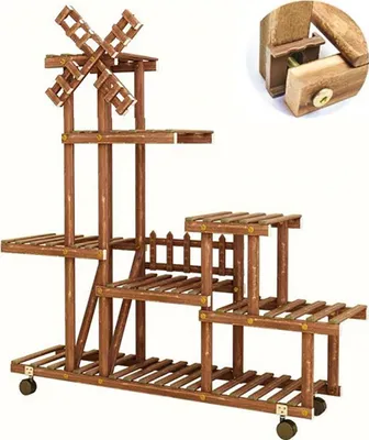 Produktbild von Blumenregal Holz mehrstöckig – Pflanzenständer für Innen & Außen, Blumentreppe für Balkon, Garten, Wohnzimmer, Pflanzentreppe 【HJ344】