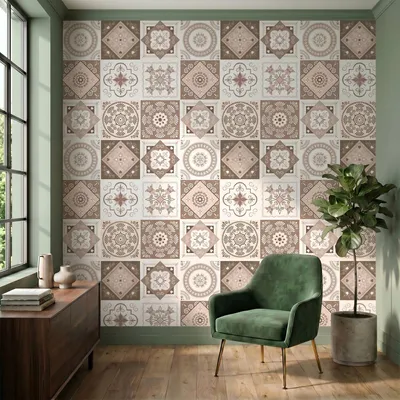 Produktbild von Selbstklebende Fliesenaufkleber für Küche und Bad – 9 Zementfliesenaufkleber (Azulejos Anilo) – 9 Aufkleber, 20 x 20 cm