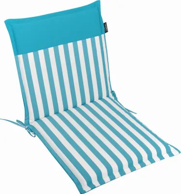 Produktbild von LILENO HOME Gartenstuhl Auflagen als [1er Set - Niedriglehner] in Streifen Aqua - Uni Aqua - bequeme Liegen als Sitzauflagen für Gartenmöbel - Stuhlkissen für Gartenstühle MALT