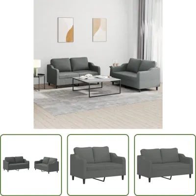 Produktbild von The Living Store 2-tlg. Sofagarnitur mit Kissen Dunkelgrau Stoff