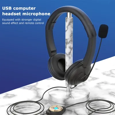 Obrázok produktu pre USB slúchadlá s káblom a potlačením šumu, mikrofón pri uchu, počítačové slúchadlá, slúchadlá pre call centrá, ovládač hlasitosti, reproduktor, vypnutie mikrofónu, nastaviteľný náhlavný most