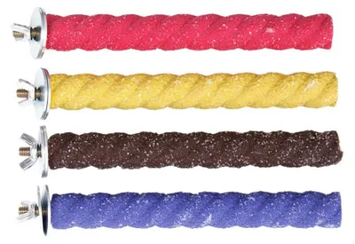 Produktbild von Papageienstange Sitzstange Vogelspielzeug - 16 x 2 cm - 4 Stück - Naturholz und Quarzsand - Für Sittiche und Kakadus