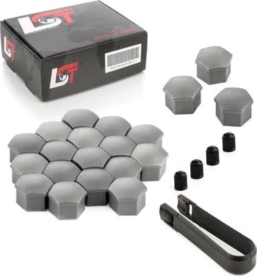 Produktbild von 20x Radschrauben Kappen Radschraubenkappen Set 17mm grau für VW SEAT SKODA