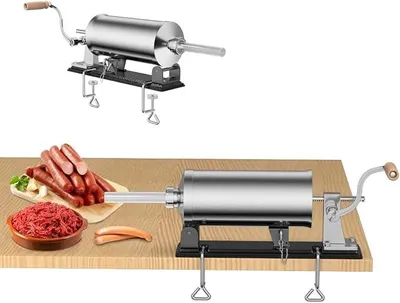 Produktbild von Wurstfüller 4,8L, Manuelle Wurstmaschine Wurstfüllmaschine, Wurstspritze aus Edelstahl, Wurstpresse mit Tischklemme & 4 Füllrohre für Hausgemachte