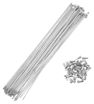 Zdjęcie produktu dla Szprych do kół Elzusha - 245 mm - Zestaw 36 sztuk - Włókno węglowe / stal - Wytrzymałe na uderzenia - Ulepszenie dla zwiększenia trwałości - Kolor srebrny - Szprych do kół