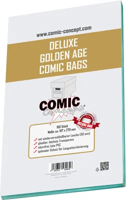 Produktbild von Comic Concept Deluxe Golden Age Comic Bags (197 x 270 mm) mit Lasche (100 Stück)
