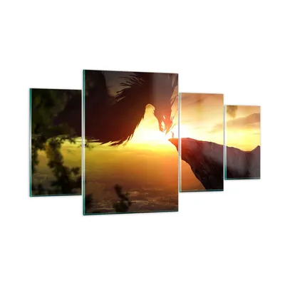 Produktbild von Bilder auf glas - Drache Rock Kreatur - 160x90cm - Glasbilder - Wandbilder - Kunstdruck - zum Aufhängen bereit - Wanddekoration aus Glas - Glas Bilder - Wandbild auf Glas - 4 Teile - GDL160x90-3883