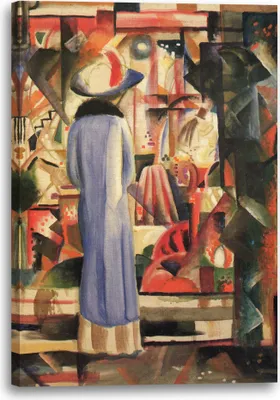 Produktbild von Leinwandbild (60x80cm): August Macke - Großes helles Schaufenster, echter Holz-Keilrahmen inkl. Aufhänger, handgefertigt in Deutschland