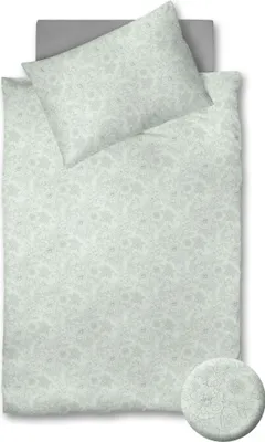 Produktbild von Fleuresse Mako-Satin Bettwäsche 135x200 Blüten Blumen jade grün 111707-12