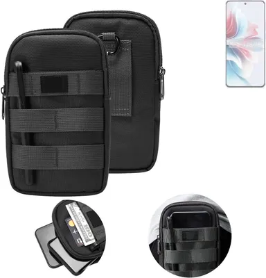 Produktbild von K-S-Trade Holster Gürtel Tasche kompatibel mit Oppo Reno11 A Handy Tasche Schutz Hülle dunkel-grau viele Fächer, 1x