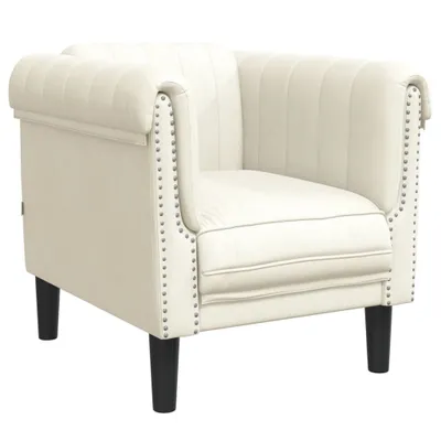 Produktbild von Sessel Creme Samt 80 x 77 x 74 cm (B x T x H) mit Schaumstofffüllung und 50 cm Sitzbreite