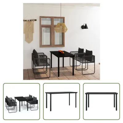 Produktbild von The Living Store 5-tlg. Garten-Essgruppe Schwarz
