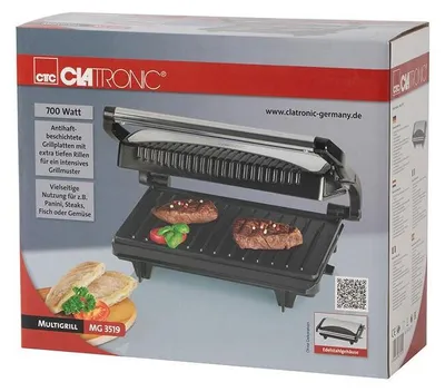 Image de Clatronic® Gril de contact | Griller des deux côtés | 700W | Plaques à revêtement antiadhésif | avec rainures pour un motif de grillage intense | Gril à panini | MG 3519
