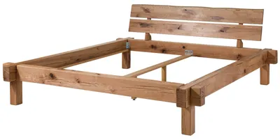 Produktbild von MASSIVMOEBEL24.DE Balkenbett Zerreiche 140x200 natur geölt JANGALI #720