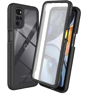 Obrázek produktu pro Pouzdro pro Motorola Moto G22, nárazník s vestavěnou ochranou displeje 360° celotělové ochranné pouzdro černé