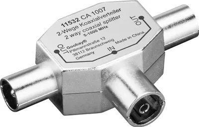 Produktbild von Antennenverteiler / T-Adapter, 2x IEC/Koax-Stecker - IEC/Koax-Buchse, Metallausführung