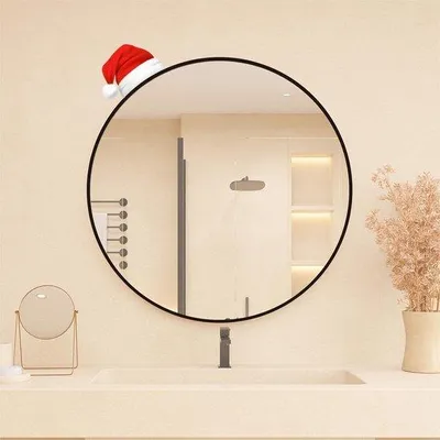 Productafbeelding van Spiegel met metalen frame, geschikt voor rundleerlook - HD-wandspiegel voor badkamer, kleedkamer of woonkamer