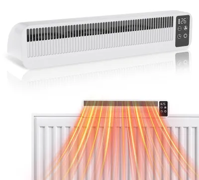 Productafbeelding van QEENTOE Radiatorkachel, verwarmingsventilator met 3 standen, ventilator voor warmteverdeling, verwarmingsventilator met thermostaat, verwarmingsaccessoire, wit