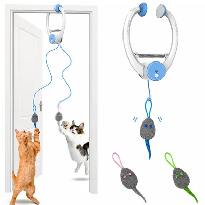 Produktbild von Interaktives Katzenspielzeug, automatisches Katzenspielzeug mit Federn und USB-Aufladung, bewegliche Katzenangel für Wohnungskatzen gegen Langeweile