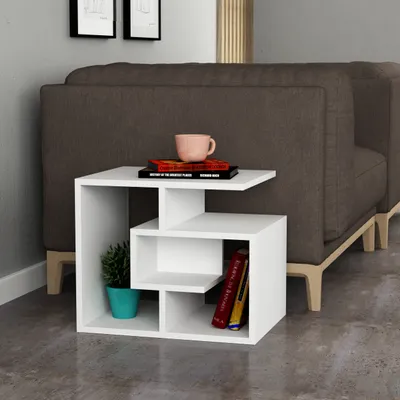 Produktbild von DECORTIE Labirent Moderner Couchtisch Weiß Mehrzweck 54 x 40 x 45 cm