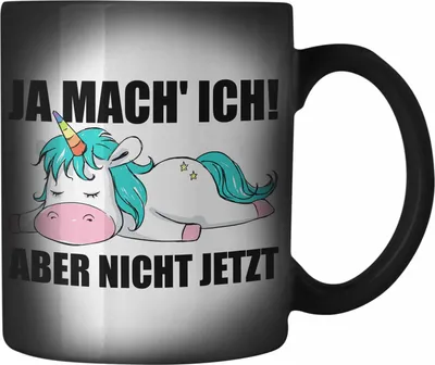 Produktbild von Trendation - Lustige Farbwechsel Zauber-Tasse mit Spruch Einhorn Mitarbeiter Arbeitskollege Geschenk Kollegin (Schwarz)