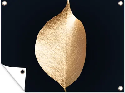 Produktbild von MuchoWow® 40x30 cm Outdoor-Poster Gartendeko Sichtschutz Garten Poster für den Garten  Blätter - Gold - Schwarz - Pflanzen - Luxus