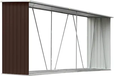 Obrázek produktu pro vidaXL Sklad palivového dřeva z pozinkované oceli 330x84x152 cm hnědý