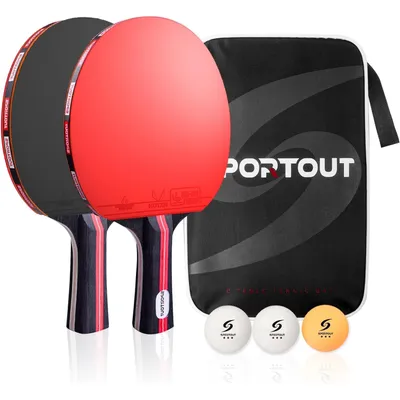 Produktbild von Tischtennisschläger Set Tischtennis Set 2 Tischtennis-Schläger 3 Bälle Sportout Perfekt für Familienaktivitäten Premium Tasche