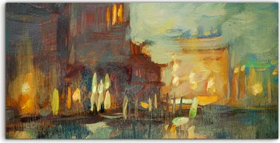 Produktbild von Coloray Acrylbild 100x50  Wandbild Acrylbilder Nacht Landschaft Stadt Venedig Malerei