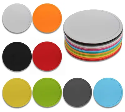 Produktbild von Runde Silikonuntersetzer, rutschfest und aus weichem Gummi, für Gläser, Getränke und Teetassen, hochwertige Untersetzer, 8er-Set.
