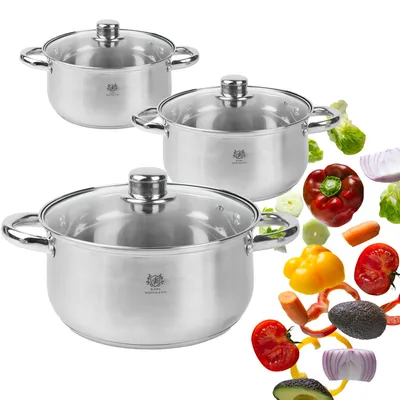Produktbild von Topfset 6-Teilig Kochtopfset Töpfe Kochtopf Kochset Edelstahl Mit Deckel
