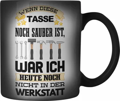 Produktbild von Trendation - Werkstatt Farbwechsel Zauber-Tasse KFZ Mechaniker Mechatroniker Geschenkidee (Schwarz)