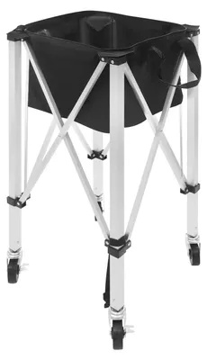 Produktbild von Tennisballwagen - Faltbarer Ballkorb auf Rollen - 4 Räder (2 mit Bremse) - 150–170 Bälle - 40x40x90 cm - Traglast 20 kg - Schwarz
