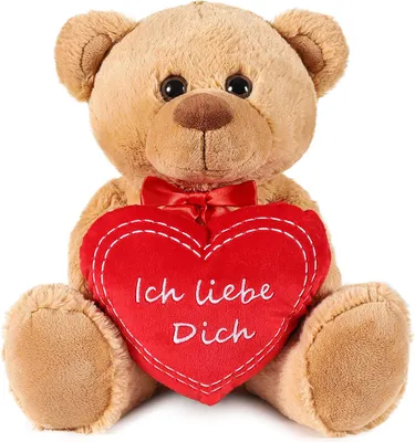 Obrázok produktu pre BRUBAKER Plyšový medvedík so srdiečkom Red - I Love You - 35 cm - plyšová hračka - hnedá svetlohnedá