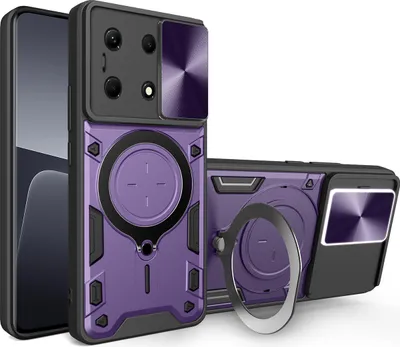 Image de Étui pour Infinix Note 30 5G/4G étui durable à double couche avec couvercle de l'appareil photo et support circulaire violet
