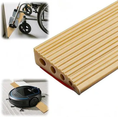 Obrázek produktu pro Rampa pro invalidní vozíky - Překonávání schodů - Protiskluzové drážky - 100x8x2 cm - Žlutá