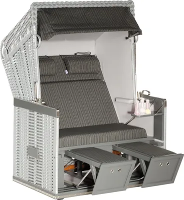Produktbild von Sonnenpartner Konsul 2-Sitzer Strandkorb Halbliegemodell Nordsee silber/grau