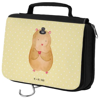 Produktbild von Mr. & Mrs. Panda Kosmetiktasche Hamster Hut - Gelb Pastell - Geschenk, Zauberer, badtasche, kosmetiktäschchen, Zwerghamster, Zylinder, Kulturtasche, Magier, beautycase