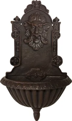 Produktbild von Nostalgie Deko Wandbrunnen Neptun Gusseisen Antik-Stil Braun