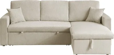 Produktbild von Ecksofa mit Schlaffunktion aus Cord "Alain" - 3-Sitzer - Beige