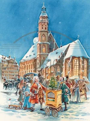 Produktbild von Bildchen Adventskalender Johann.Sebastian. Bach vor der Thomaskirche in Leipzig 38x26 cm